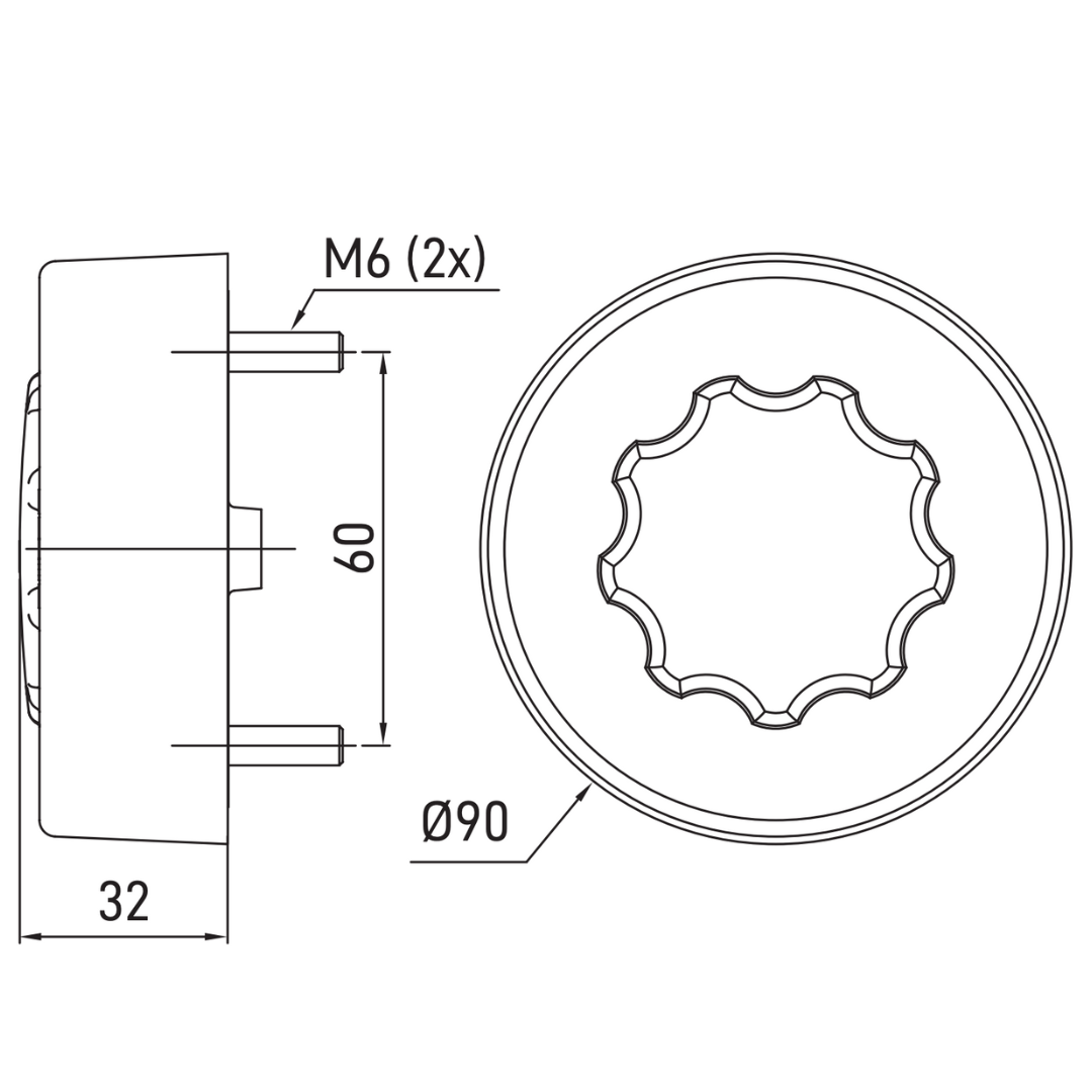 SIM 3188 Round Rear Lights with Dark Lens / 90mm