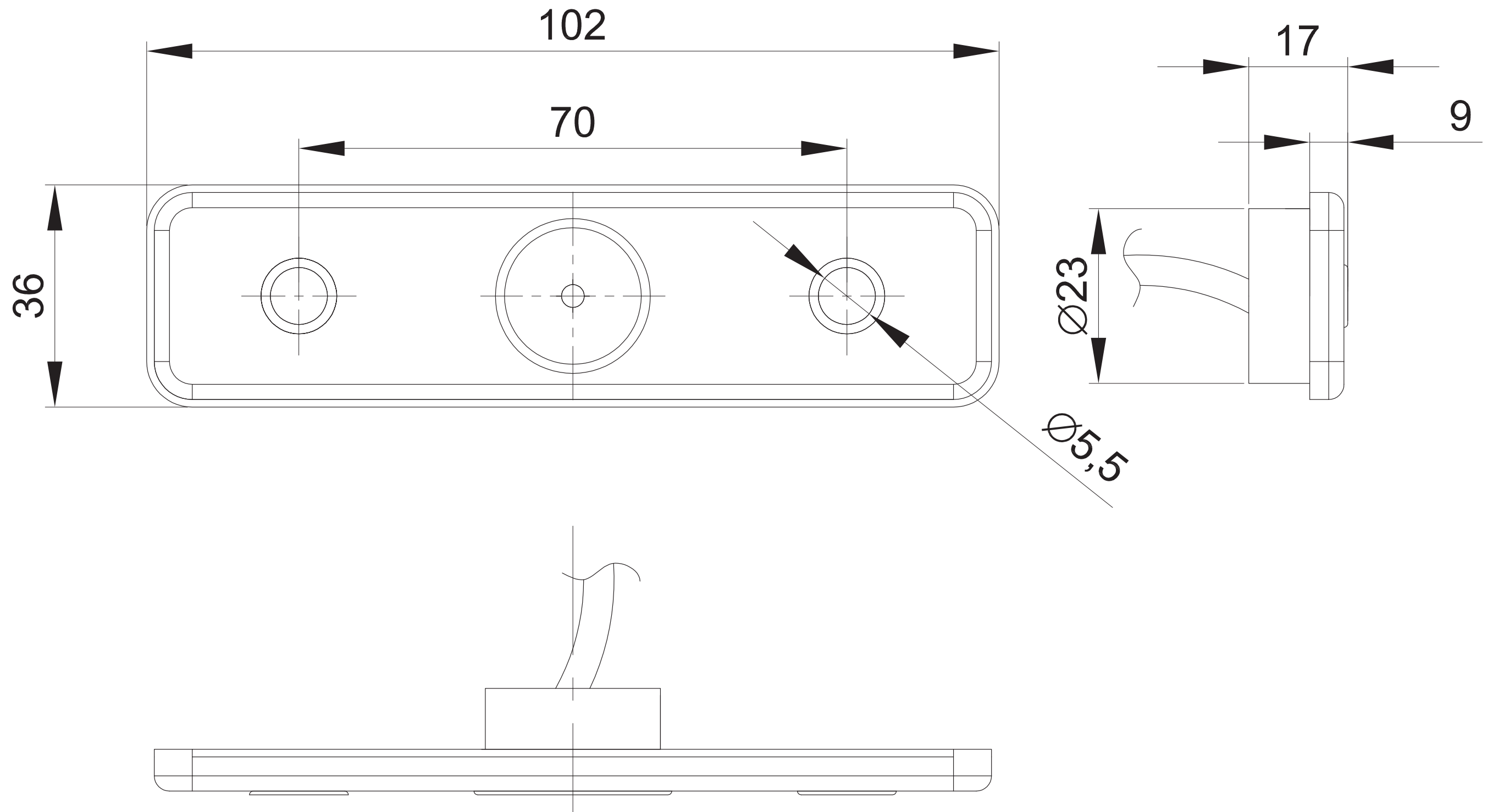 Slimline Rectangular LED Marker Light with Reflector