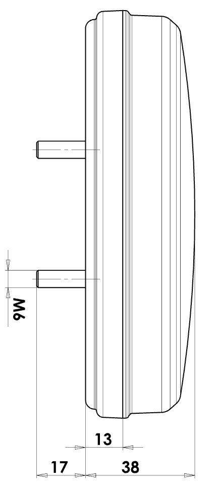 WAS W154 Round Neon Tail Light with Tail, Reverse & Fog Light