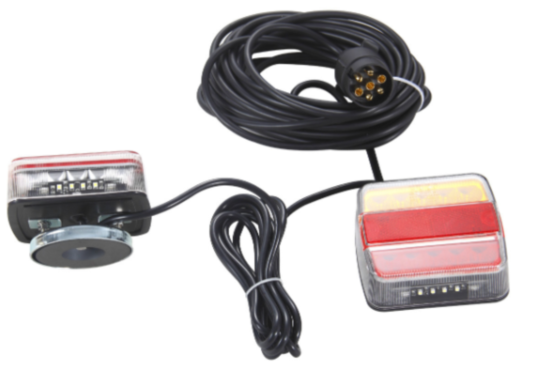 Magnetic Square Trailer Light Kit with 7.5M Cable / 7 Pole UK + Ireland