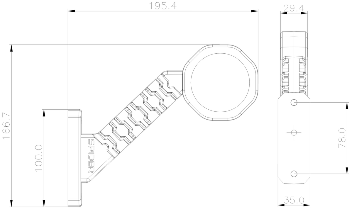 X-Spider Danish Rubber Mounting Arm / Long Diagonal
