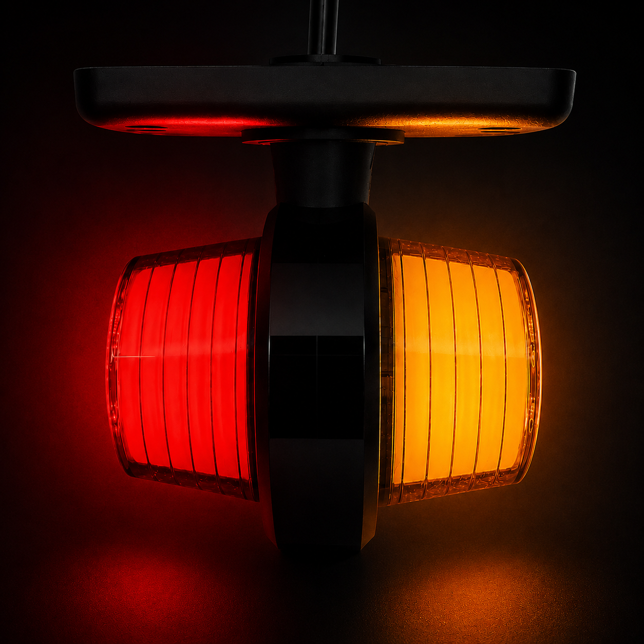 Old School Danish Short Marker Light / Amber & Red Neon Lens