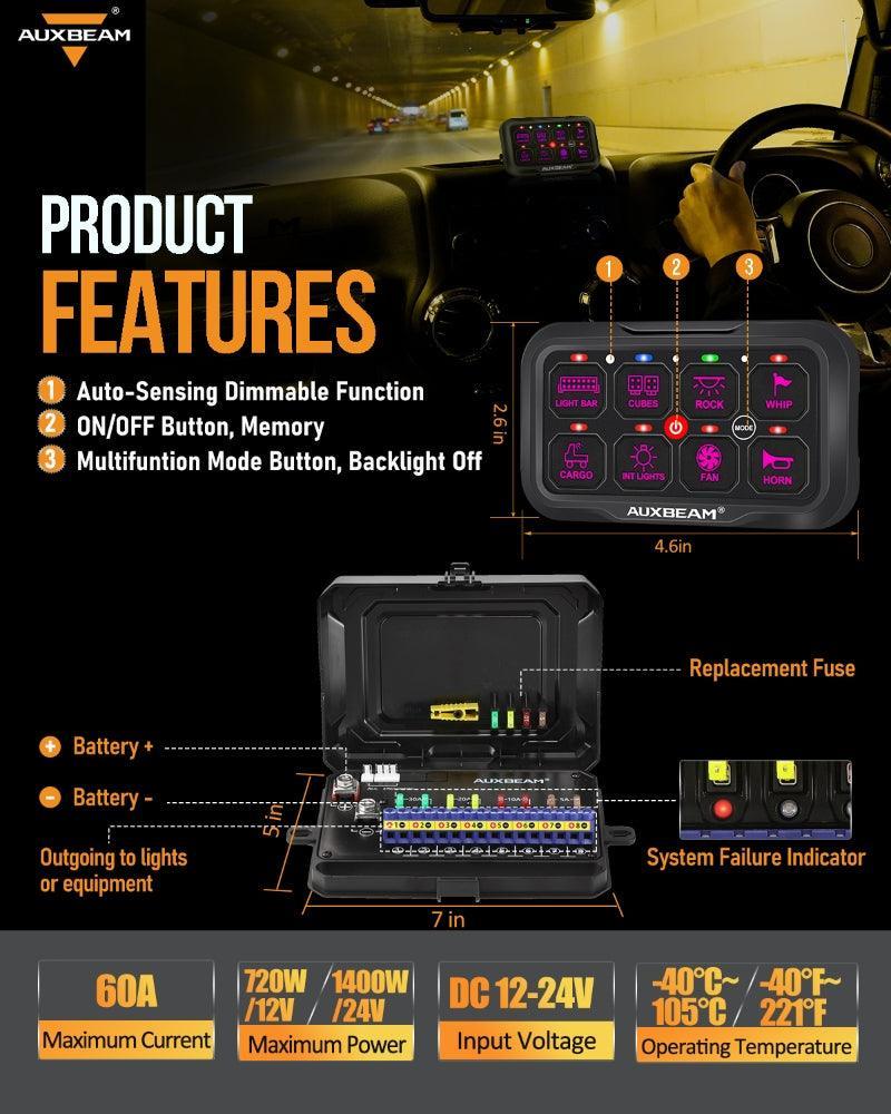 8 Way Auxbeam Control Panel with Mobile App
