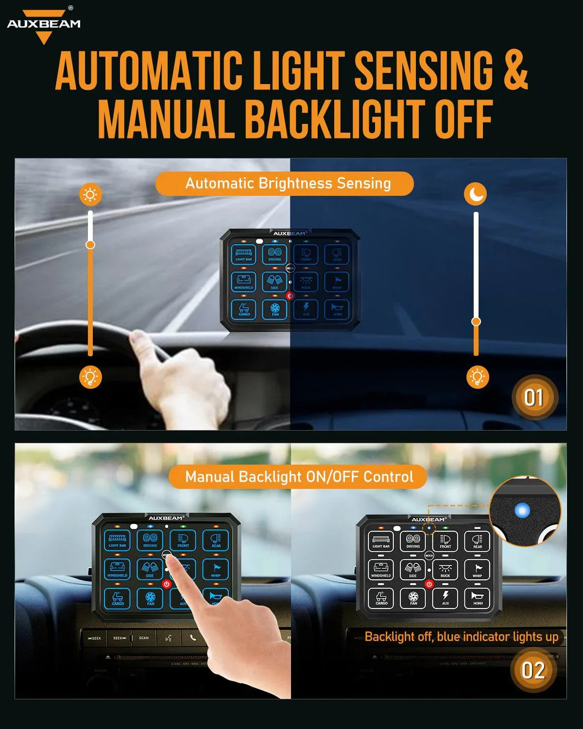 12 Way Auxbeam Control Panel UK + Ireland