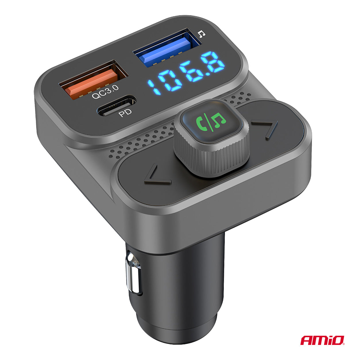 Bluetooth-FM-Transmitter mit Freisprecheinrichtung und Ladeanschluss