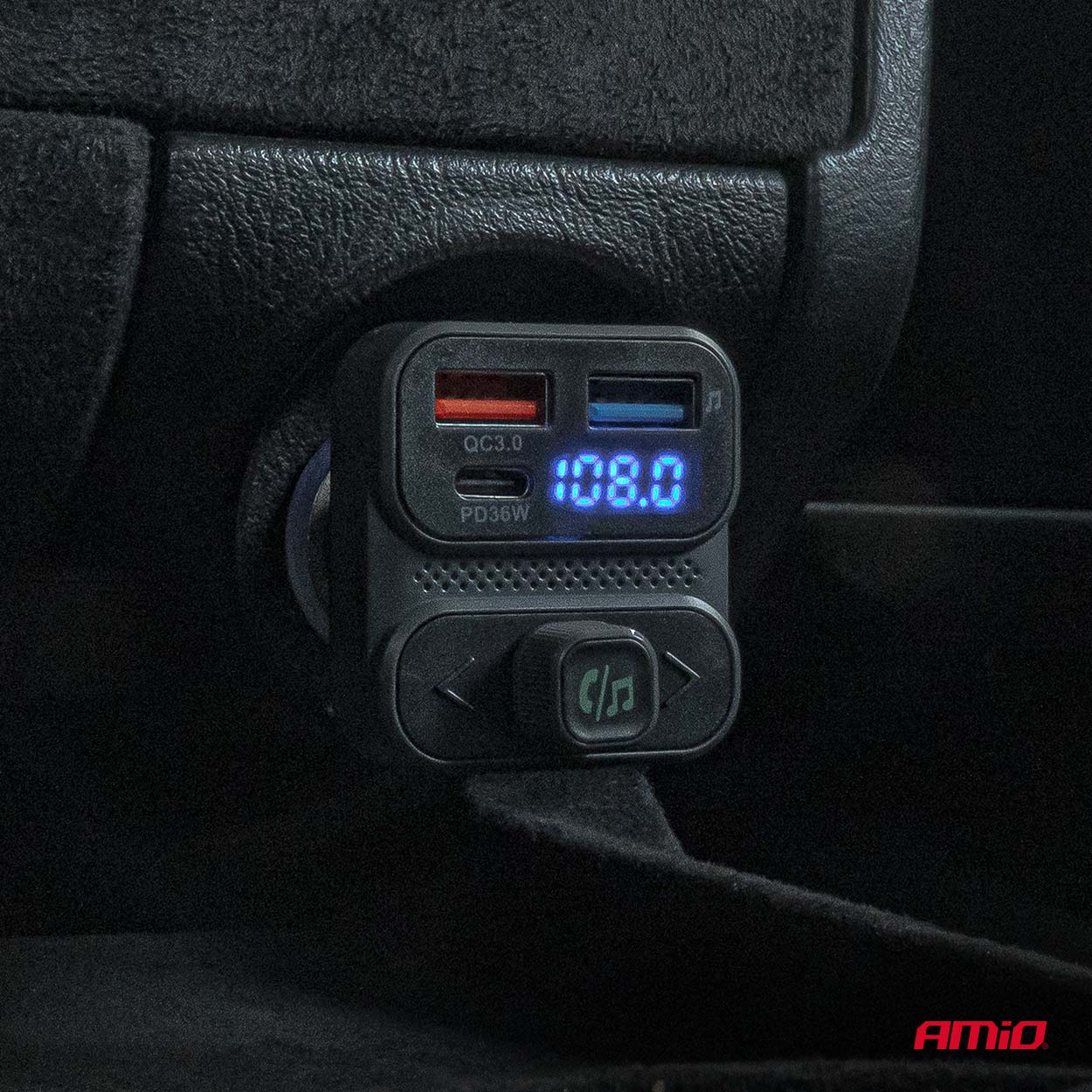 Bluetooth-FM-Transmitter mit Freisprecheinrichtung und Ladeanschluss