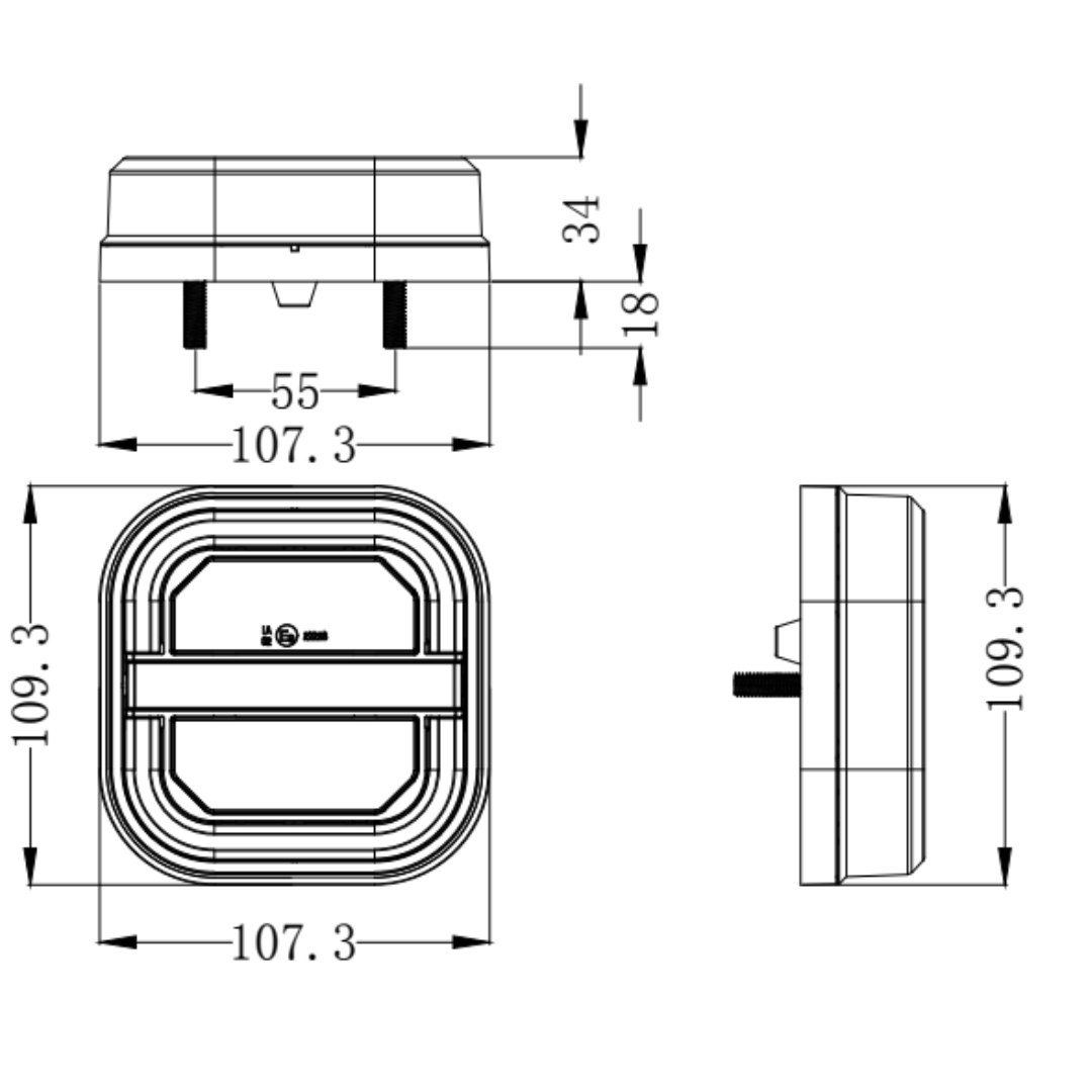Neon LED Trailer Lights with Dynamic Indicator dimensions