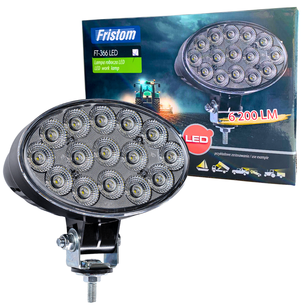 Fristom LED spot light with packaging on a white background
