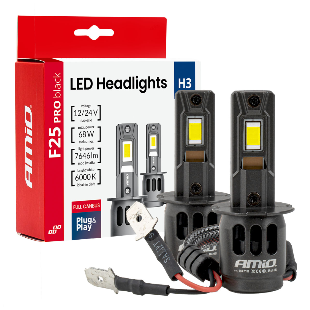 F25 PRO Black Edition Direct Fit LED Headlight Bulbs / H3