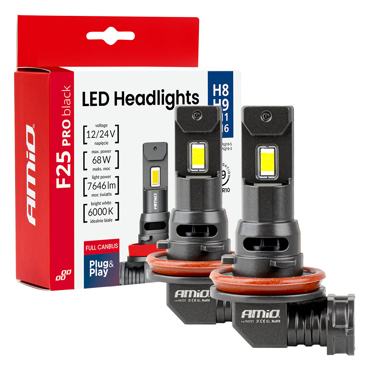 F25 PRO Black Edition Direct Fit LED Headlight Bulbs / H8,H9,H11,H16