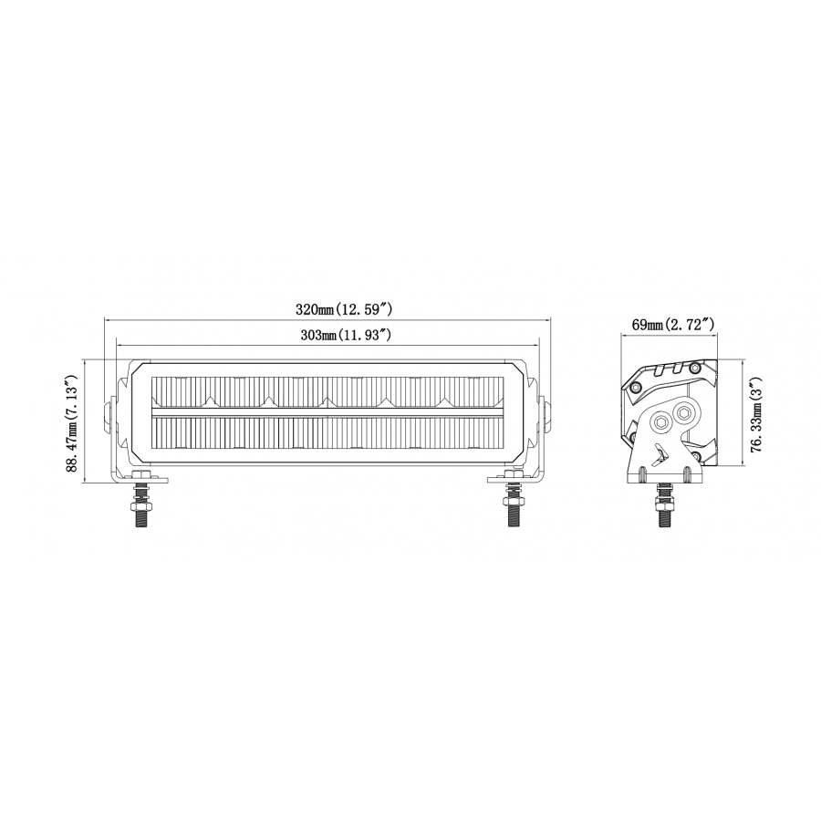 12" LED Light Bar with White DRL Strip