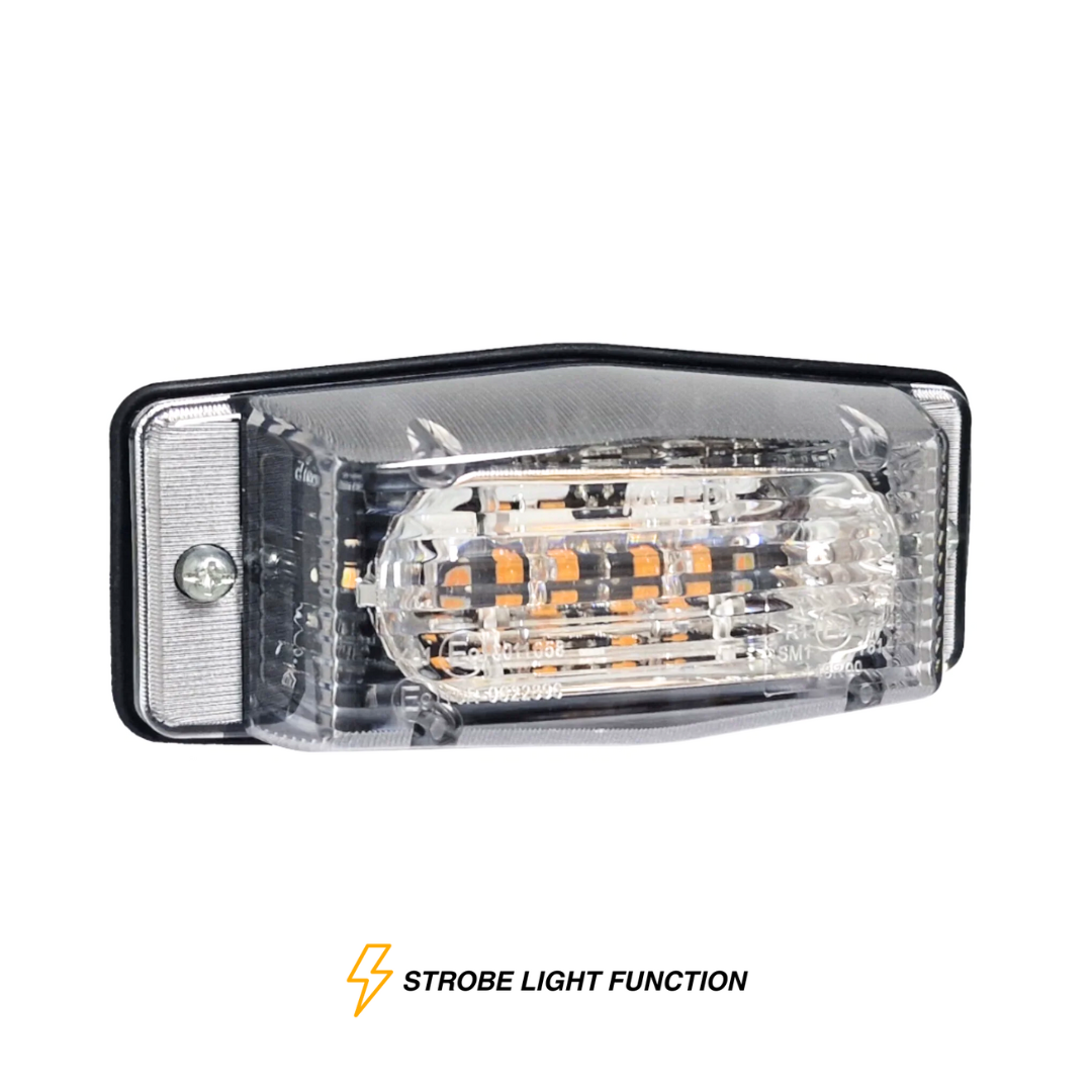 LED dubbelbrännarlampa med inbyggt stroboskopljus / klar lins -