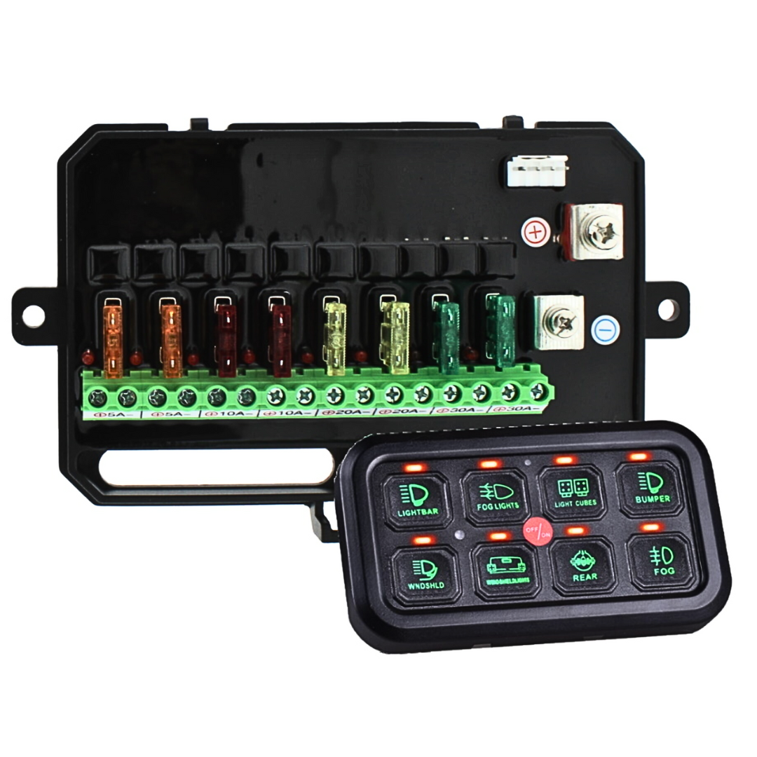 8 Way Control Panel with Fuse & Relay Box - 
