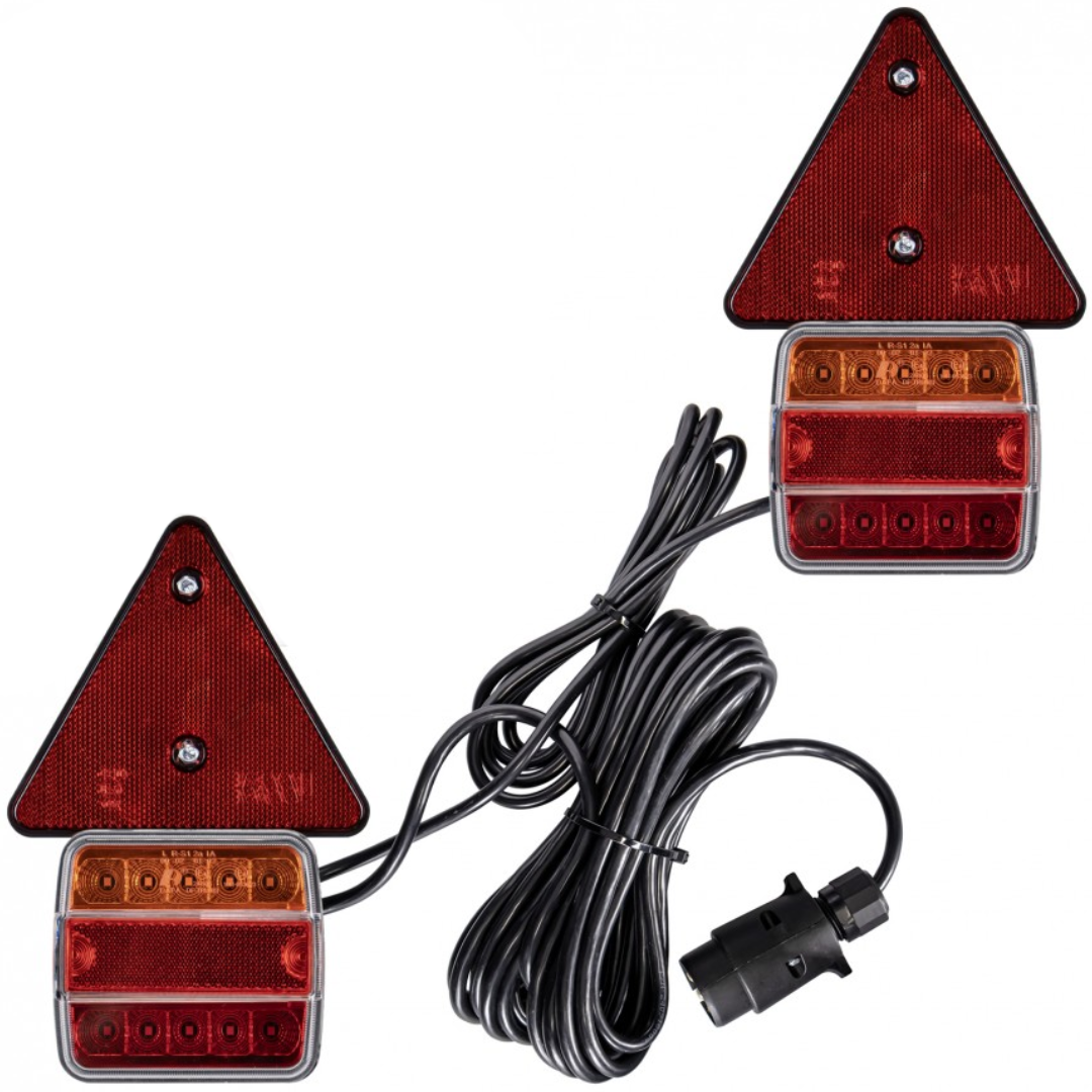 Magnetic Square Trailer Light & Triangle Kit with 7.5M Cable / 7 Pole UK + Ireland
