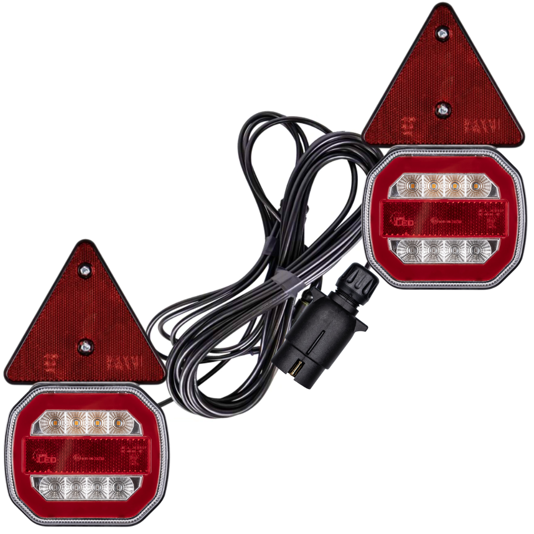 Magnetic Neon Trailer Light & Triangle Kit with 7.5M Cable / 7 Pole UK + Ireland