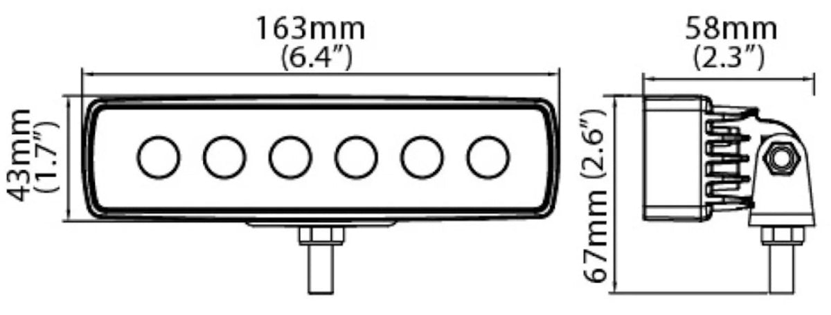 12-80V Slimline LED Work Light with Flood Beam 18W
