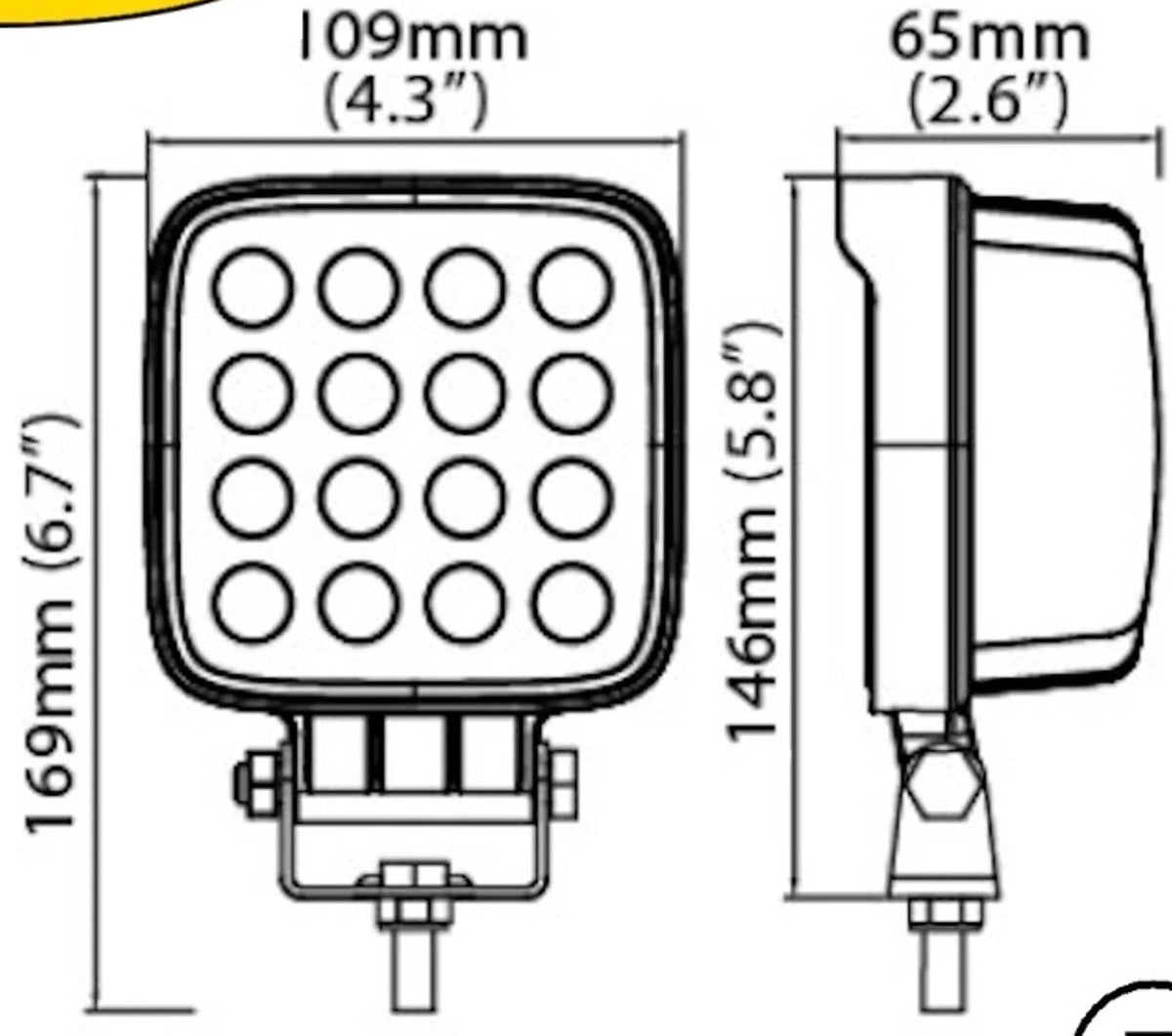 12-80V LED Work Light with Flood Beam 48W