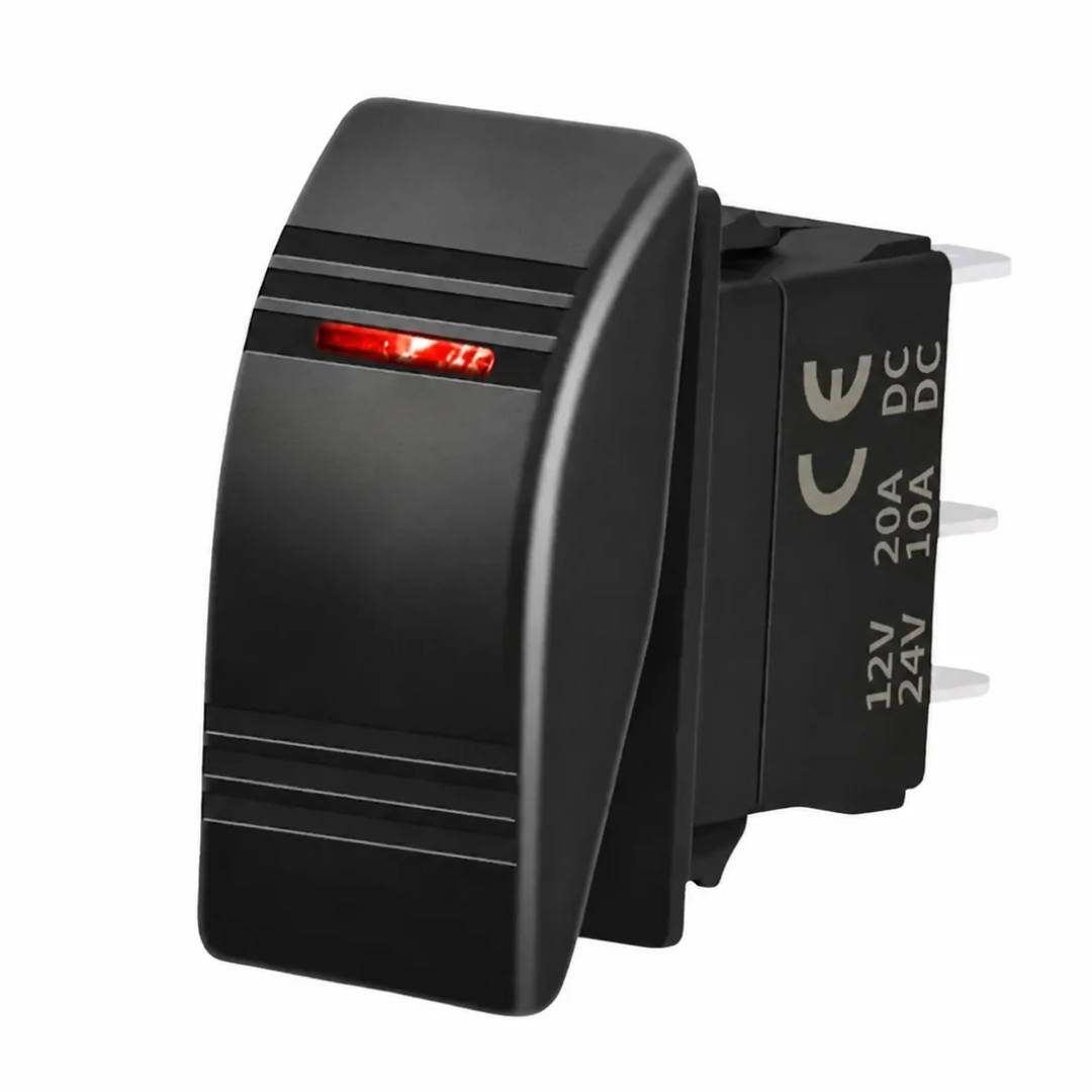 Rectangular ON-OFF Rocker Switch with Red LEDs