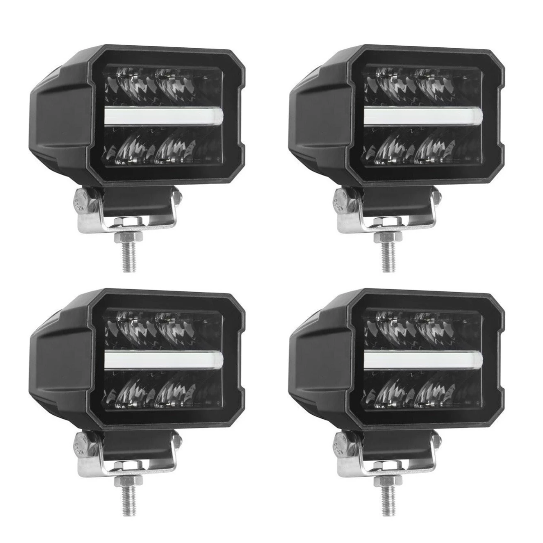 Pack of 4 LED Driving Lamp with Position Light Strip 2200lm / 4.5"