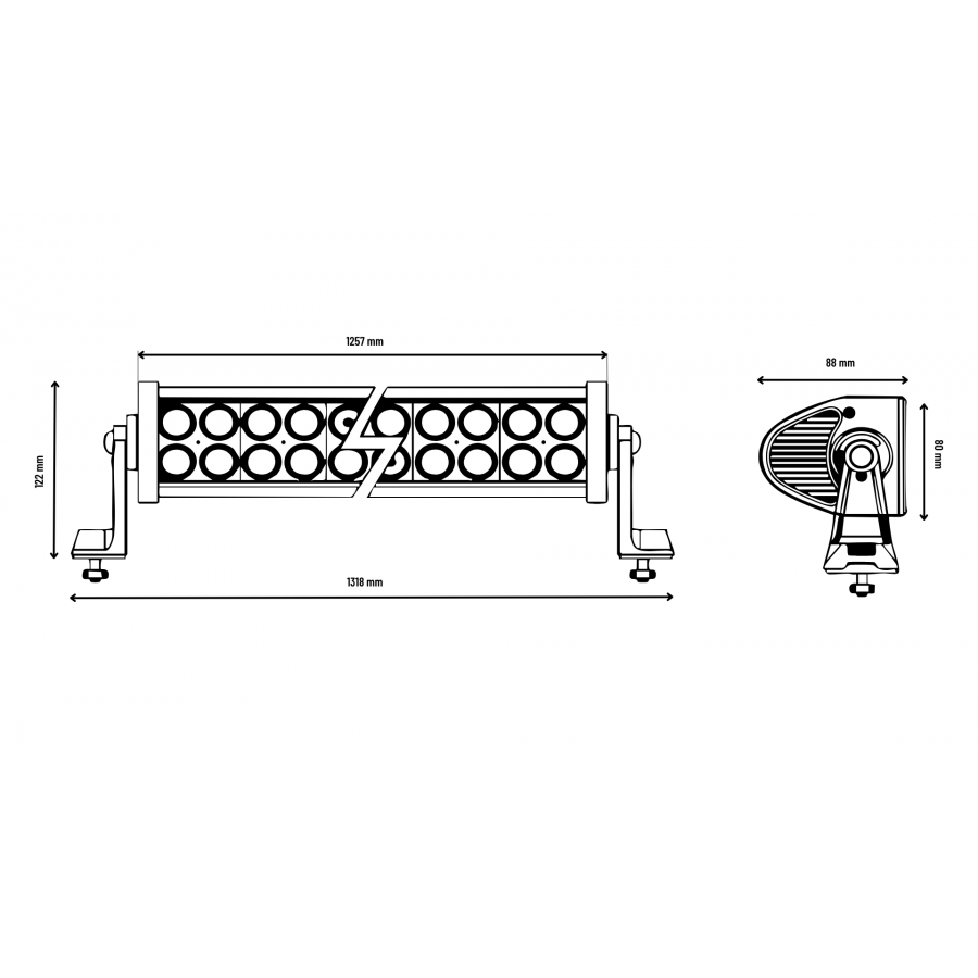 Straight LED Light Bar / Flood Beam / 96x LED / 1260mm