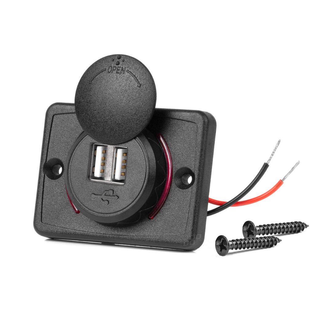 Unterputz-USB-Ladegerät mit zwei Anschlüssen, 12/24 V