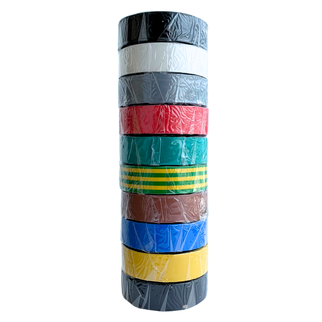 cinta aïllant de pvc multicolor vermell negre blanc blau groc