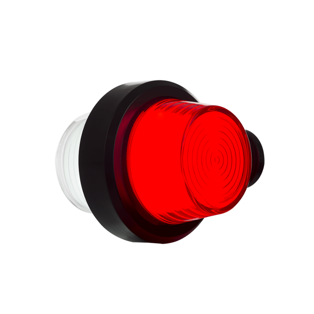 Old School Danish Short LED Outline Marker Light / Red & White Neon Lens