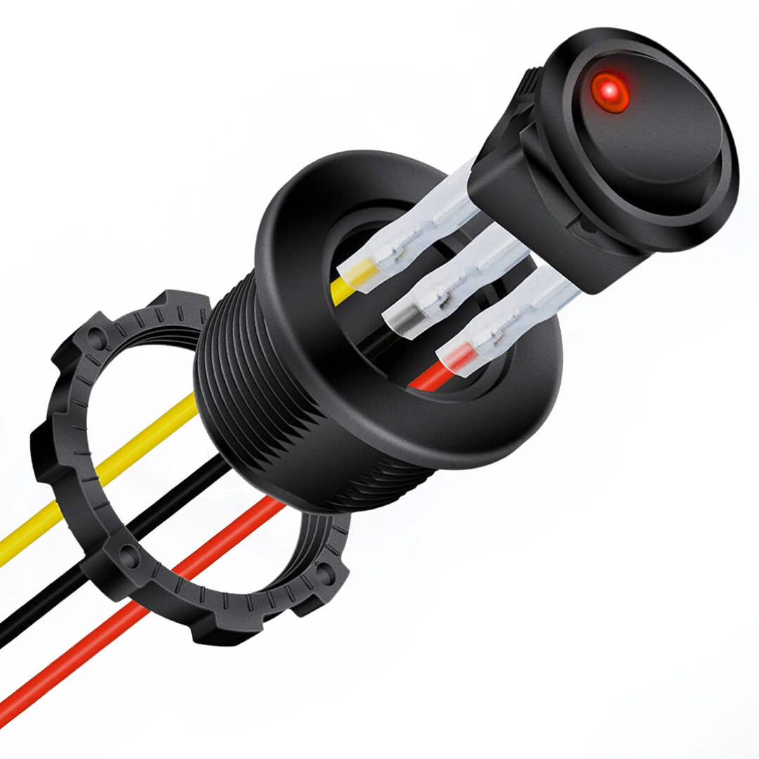 Round Rocker Switch Mount Round LED Rocker Switch with Cables & Housing UK + Ireland