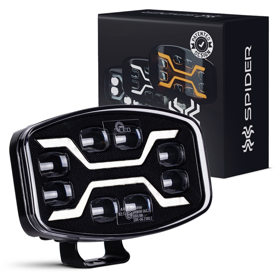 Dark X-Spider LED Spot Light with White DRL & Strobe Function / 9" UK + Ireland