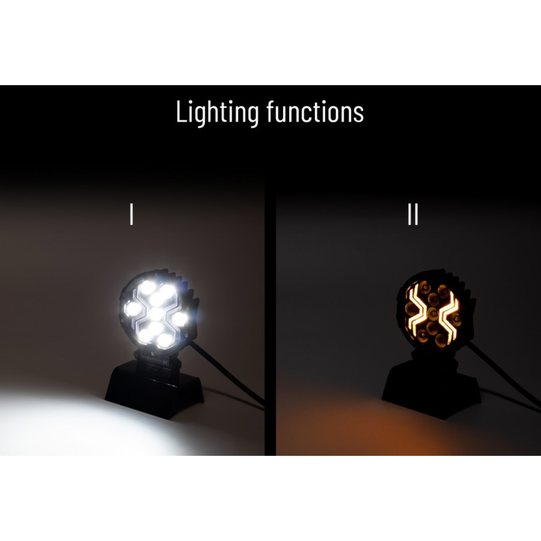 Runder Dark Spider LED-Arbeitsscheinwerfer mit bernsteinfarbenem Positionslicht