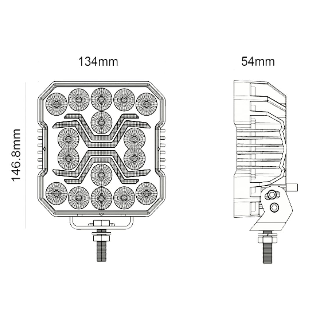 60W Dark Spider LED Work Light with Amber Position Light