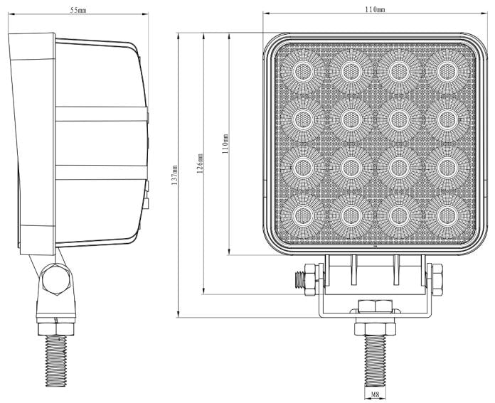 SWEDSTUFF 34W Work Light with Flood Beam & Strobe