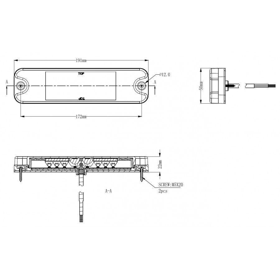 Slim LED Trailer Light Set / 190 x 50mm