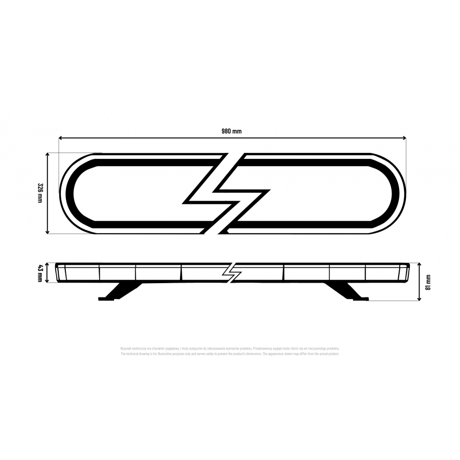 LED Slimline Beacon Roof Lightbar / 3.3ft / 980mm