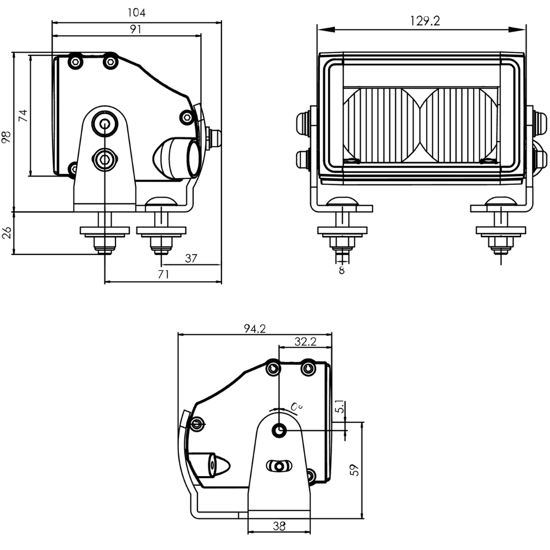 WAS W224 Mini liten 4-tommers LED-lysstang med posisjonslysstripe 4"
