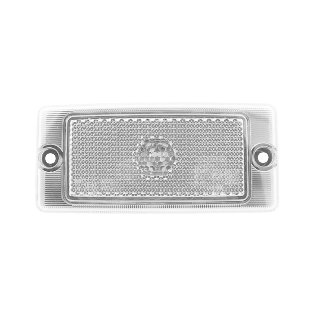 Clear Lens Classic Rectangular LED Marker Light / Hella Style with White Retro Reflector