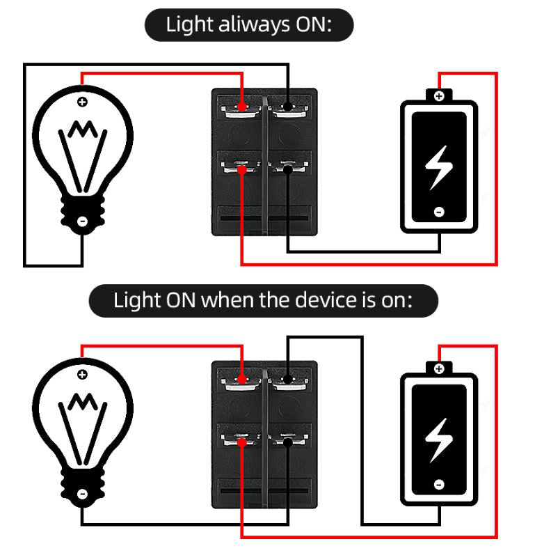 Rectangular LED Rocker Switch 12V / ON-OFF - spo-cs-disabled - spo-default - spo-enabled - spo-notify-me-disabled - Swi