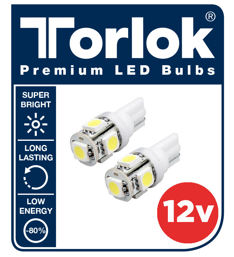 12V T10 LED PARKING LIGHT BULBS FOR CARS / SUPER BRIGHT / Pack of 2 / Torlok - spo-cs-disabled - spo-default - spo-disa