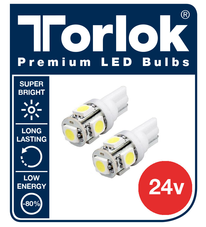Torlok Premium 24v T10 LED parkeringslys for lastebiler / pakke med 2 - LED-pærer - LED-bilpærer - spo-cs-deaktivert