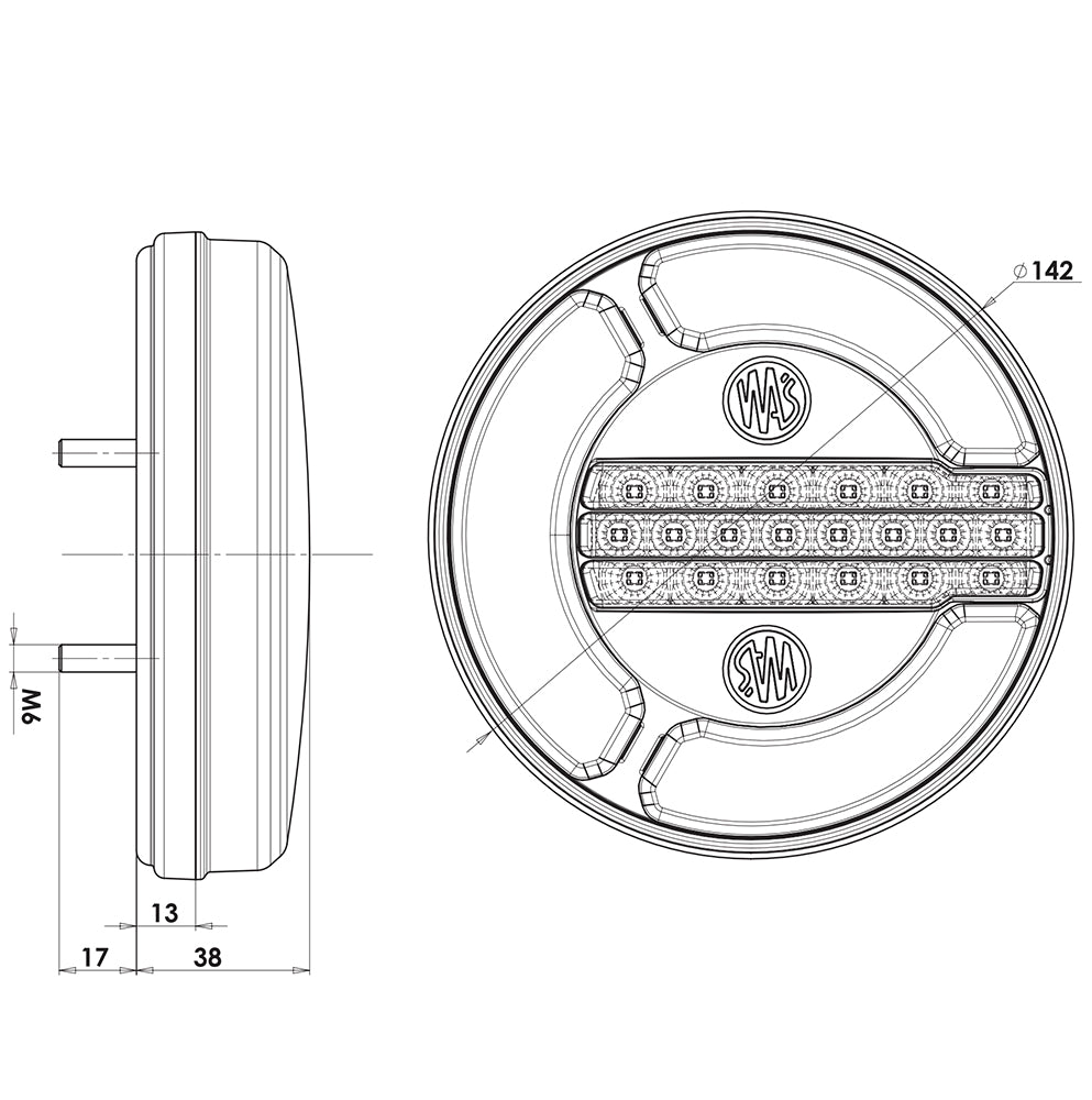 WAS W153 Round Neon Tail Light with Stop, Tail & Indicator - spo-cs-disabled - spo-default - spo-disabled - spo-notify