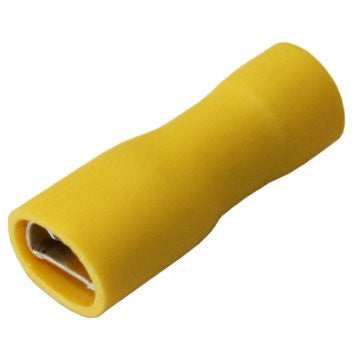 Gule 6.3 mm fuldt isolerede hun-spadeterminaler / pakke med 100 - spo-cs-deaktiveret - spo-standard - spo-deaktiveret - spo