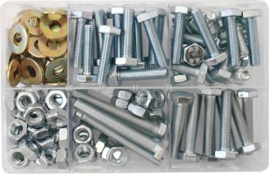 Boîte assortie de matériel M10 - Vis de serrage, écrous et rondelles plates (150) - bin:y9 - spo-cs-disabled - spo-default - spo-disa