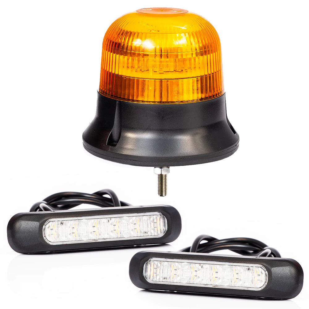 AGRISHOP 12 V/24 V 4 LED Warning Light Strobe Light, LED Front Flasher  Amber Flash, Side Warning Flashing Lights, LED Yellow Flash Module, Warning