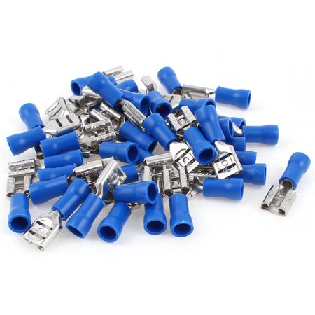 Buy Blue Female Spade 6.3mm Terminals, Non insulated / Pack of 100 - Electrical Connectors for sale
