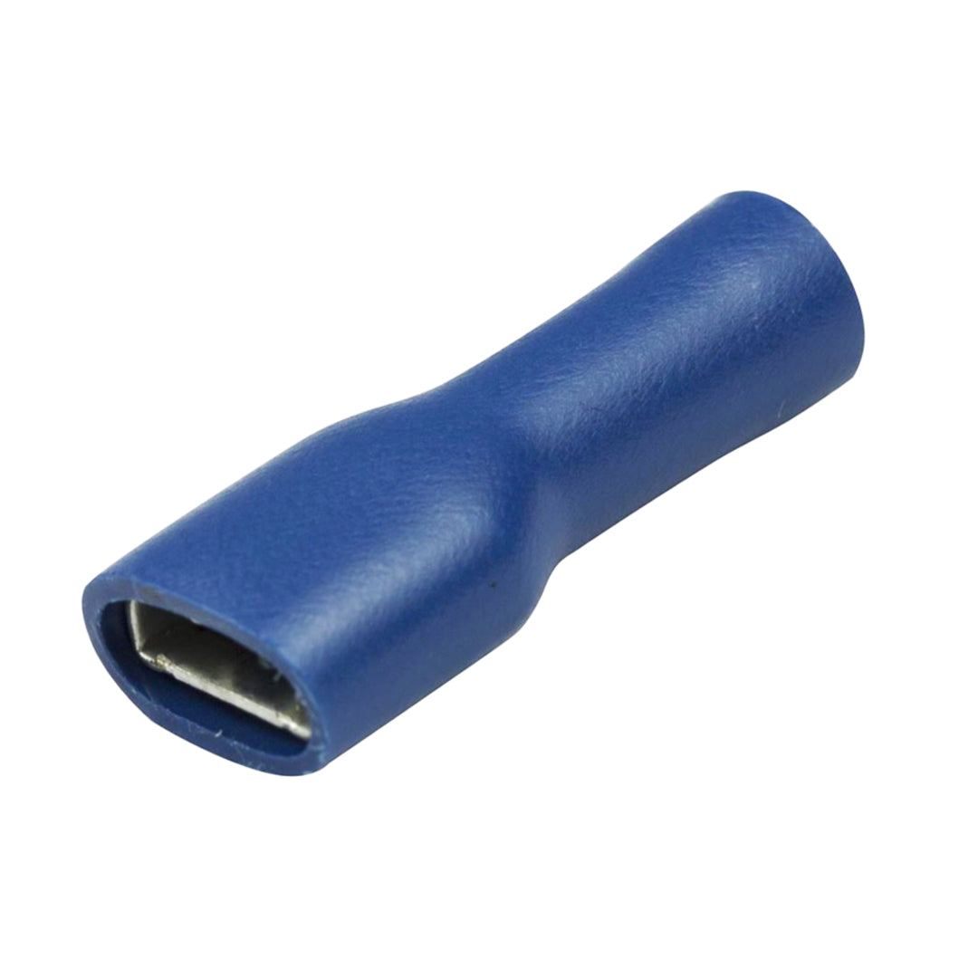 Blauwe, volledig geïsoleerde 6.3 mm vrouwelijke spade-terminals / verpakking van 100 / meest populaire - elektrische connectoren - spo-cs-disable