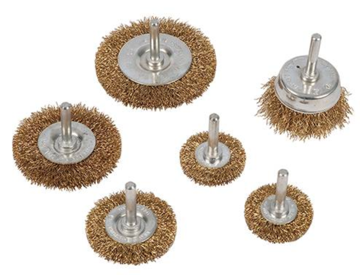 Brassed Steel Wire Wheel & Cup Brush Set / 6 Piece - spo-cs-disabled - spo-default - spo-disabled - spo-notify-me-disab