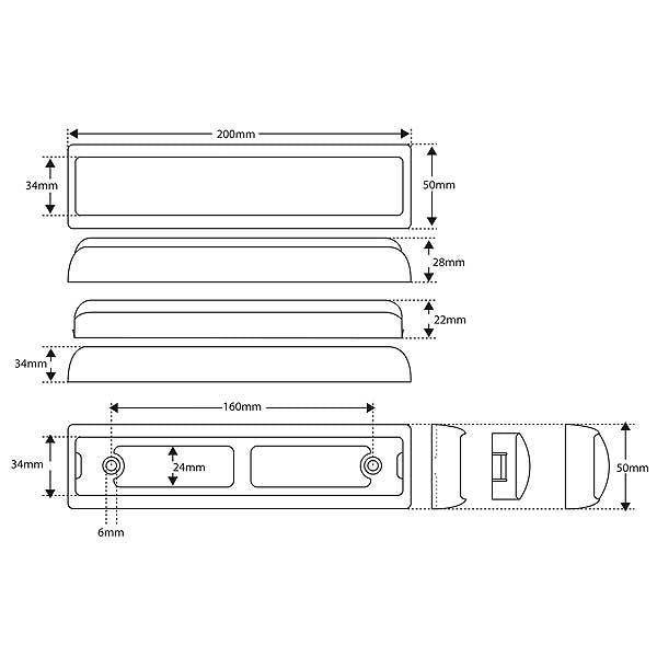 Rear LED Slimline Lamp with Stop, Tail & Indicator / LED Autolamps 200BSTIME - spo-cs-disabled - spo-default - spo-disa