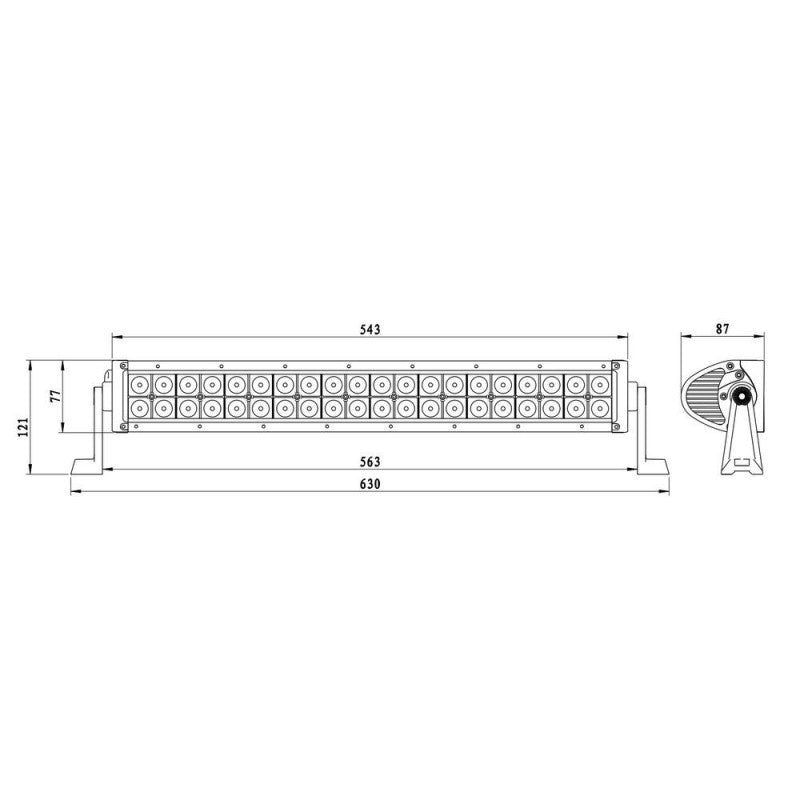 Buet LED-lysbjælke / Flood Beam / Buet / 40x LED / 630 mm - spo-cs-deaktiveret - spo-standard - spo-aktiveret - spo-notify