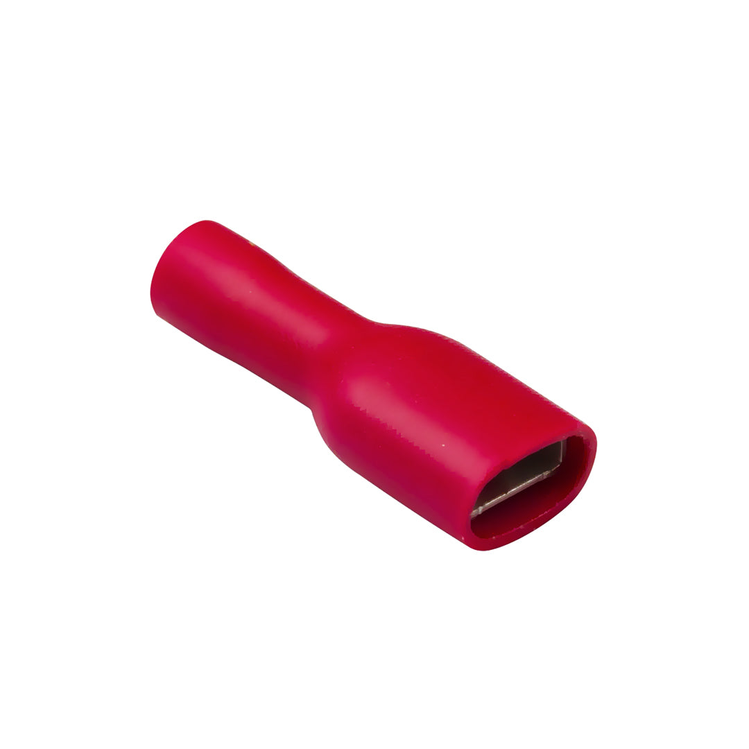 Røde fuldt isolerede hun-spadeterminaler 4.8 mm / pakke med 100 - spo-cs-deaktiveret - spo-standard - spo-deaktiveret - spo-not
