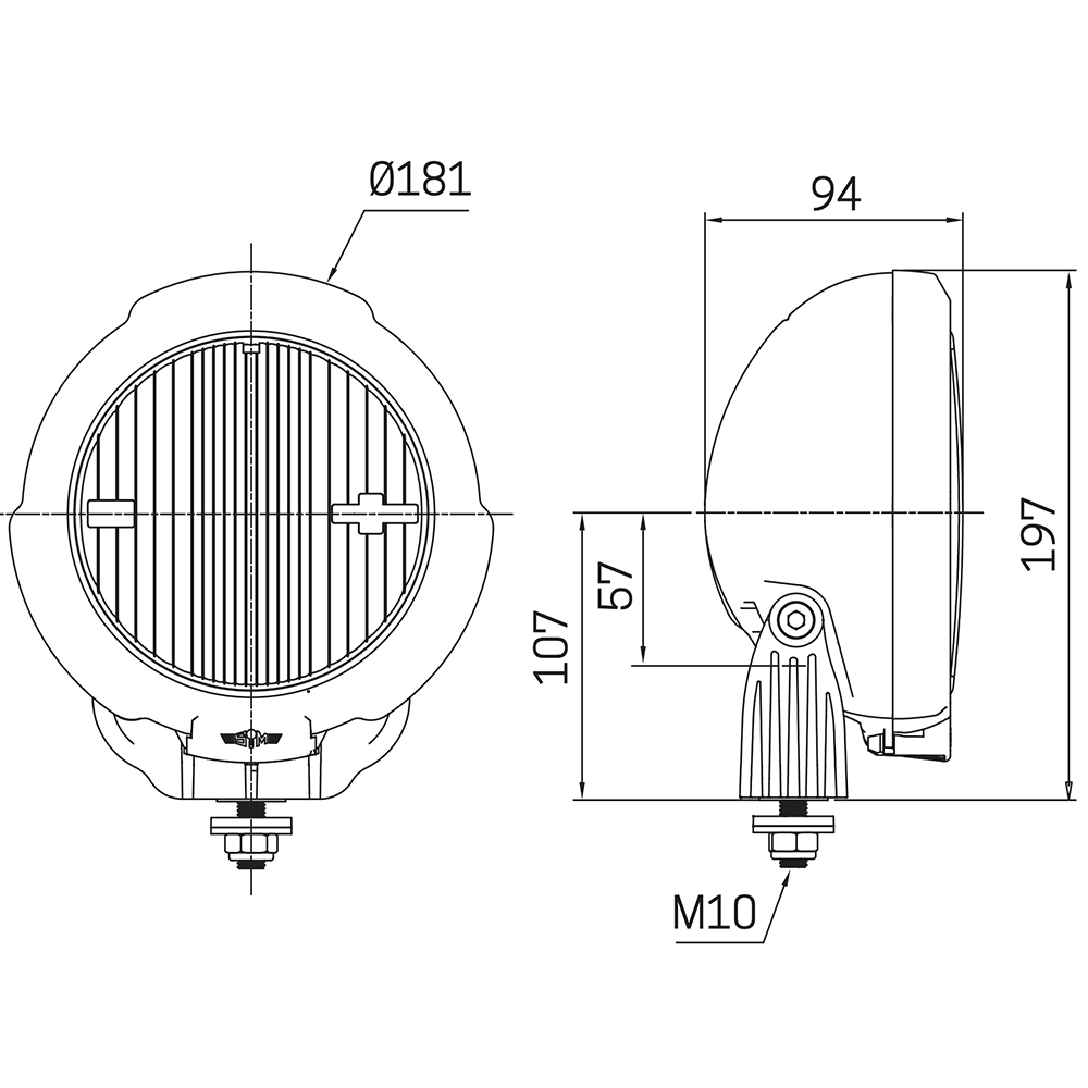 Lâmpada Spot Sim 7" com luz de posição LED cromada prata jeep barra de touro para carro de rali